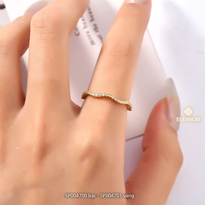 Nhẫn nữ hở bạc 925 Eleanor Accessories đính đá phụ kiện trang sức dáng lượn sóng thời trang