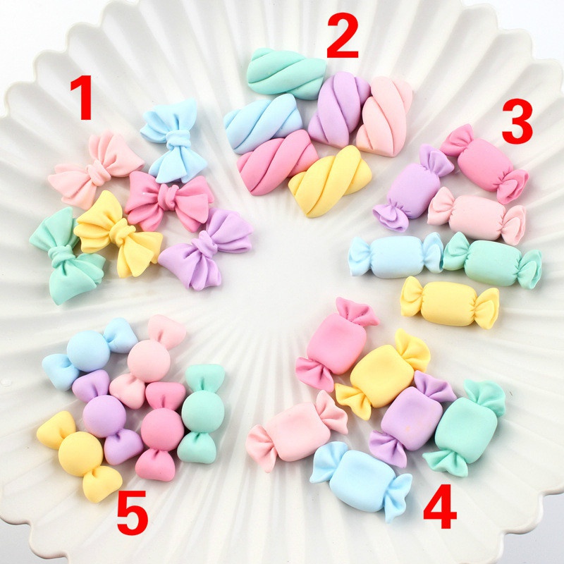 [Hàng Có Sẵn] Set 20 Nơ Nhựa Dạng Phẳng Màu Kẹo Trang Trí Lưng Điện Thoại DIY-Giao Hàng Nhanh]