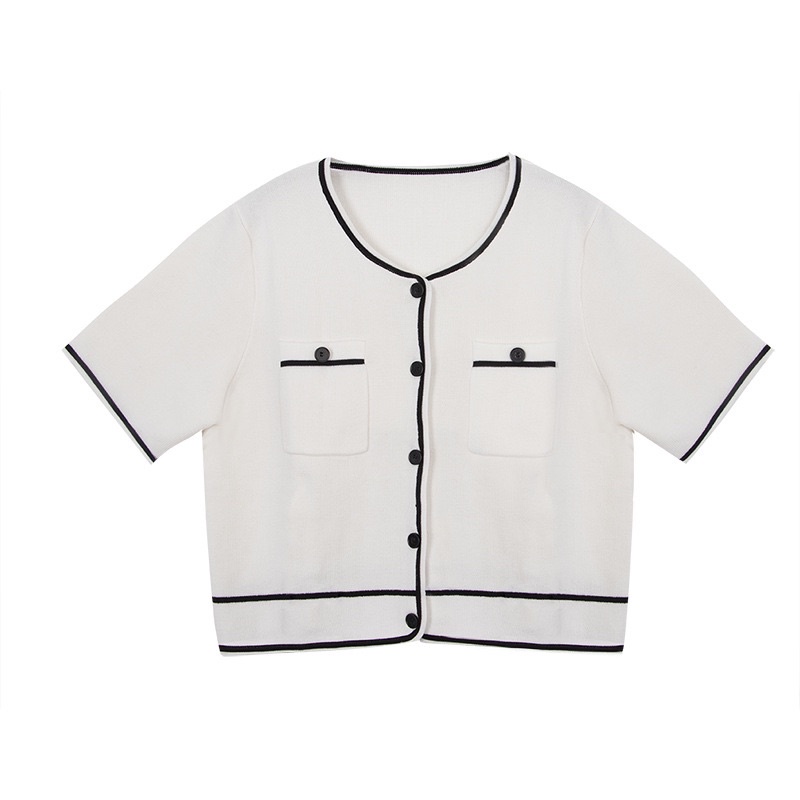 💋Áo croptop kiểu nữ đẹp tay ngắn Hàn Quốc tiểu thư cổ chữ V
