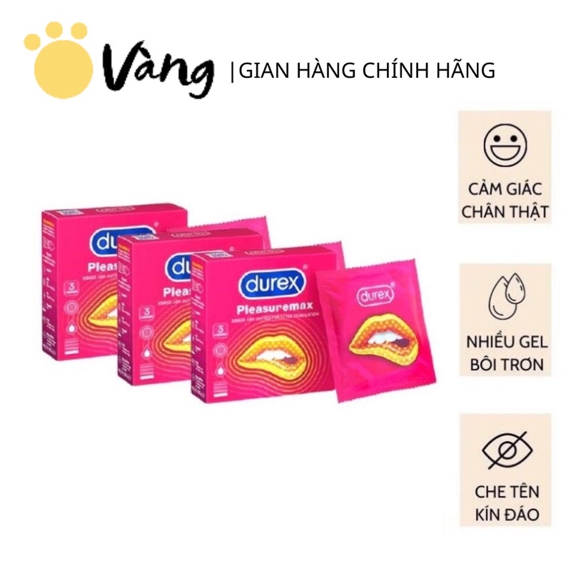 Bao Cao Su Durex Siêu Mỏng Có Gai Pleasuremax Tăng Cảm Giác 3 Bao/Hộp