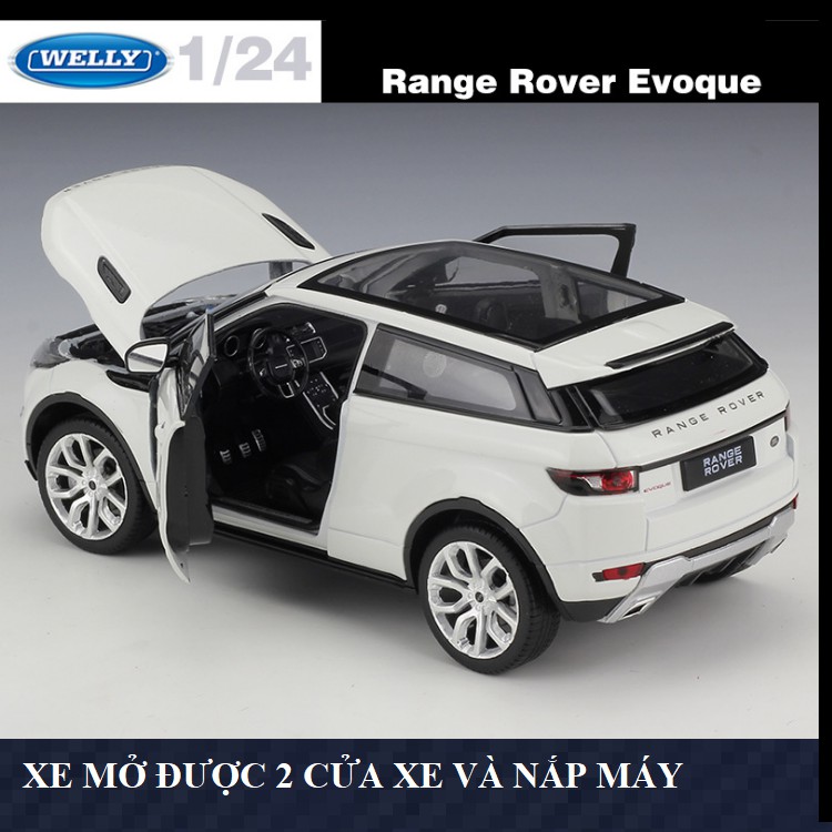 Mô hình xe ô tô Range Rover tỉ lệ 1:24 hãng Welly bằng kim loại mở được 2 cửa xe và nắp máy quà tặng đồ chơi trẻ em