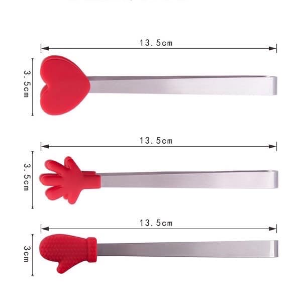Kẹp Gắp Mini Chất Liệu Thép Không Gỉ Và Silicon - Gắp Thức Ăn Dặm, Bánh, Trái Cây, Đường Viên...