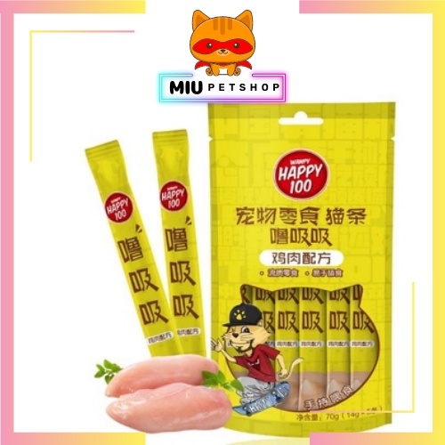 Súp thưởng cho mèo Wanpy Happy 100, Súp thưởng cho mèo đủ vị túi 5 thanh