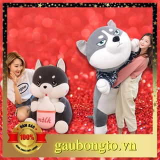 Gấu bông to Chó Husky 🛡Hàng Cao Cấp🛡, gối ôm hình thú nhồi bông Chó Husky đáng yêu cute 1m5 / 1m2 / 1m