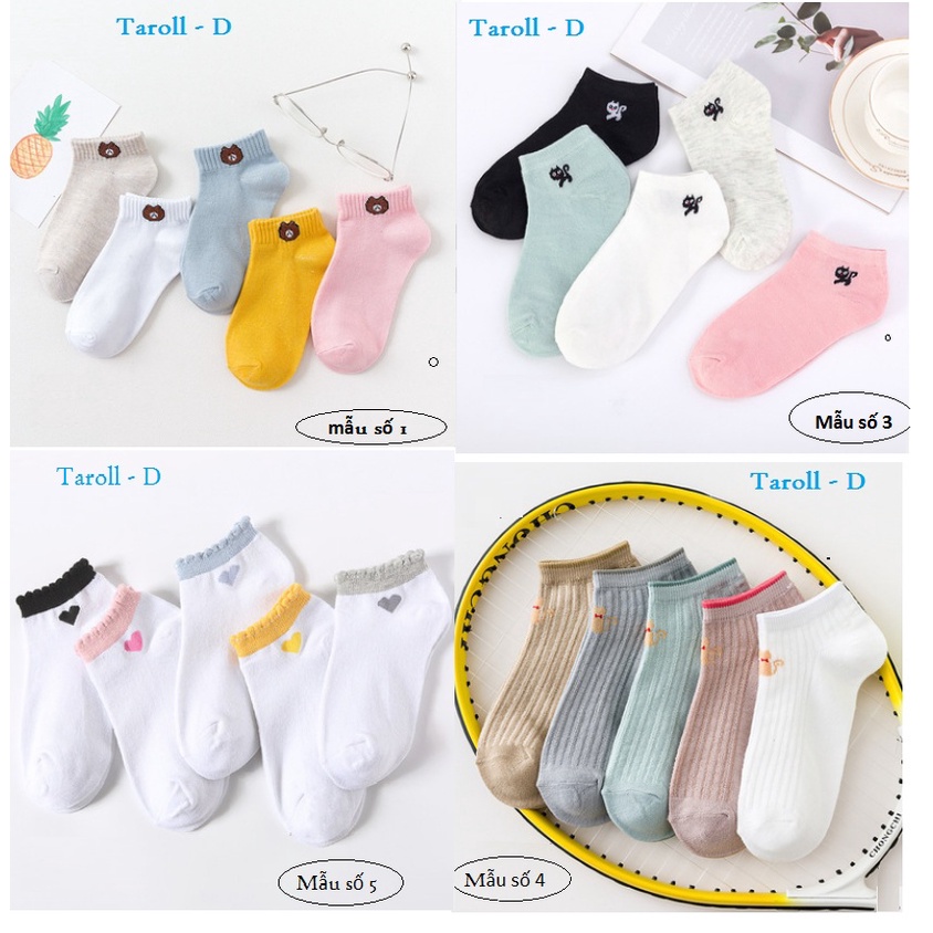 SET 5 ĐÔI TẤT/VỚ Nam/Nữ Cổ Thấp Cute ⚡ Phong Cách Hàn Quốc