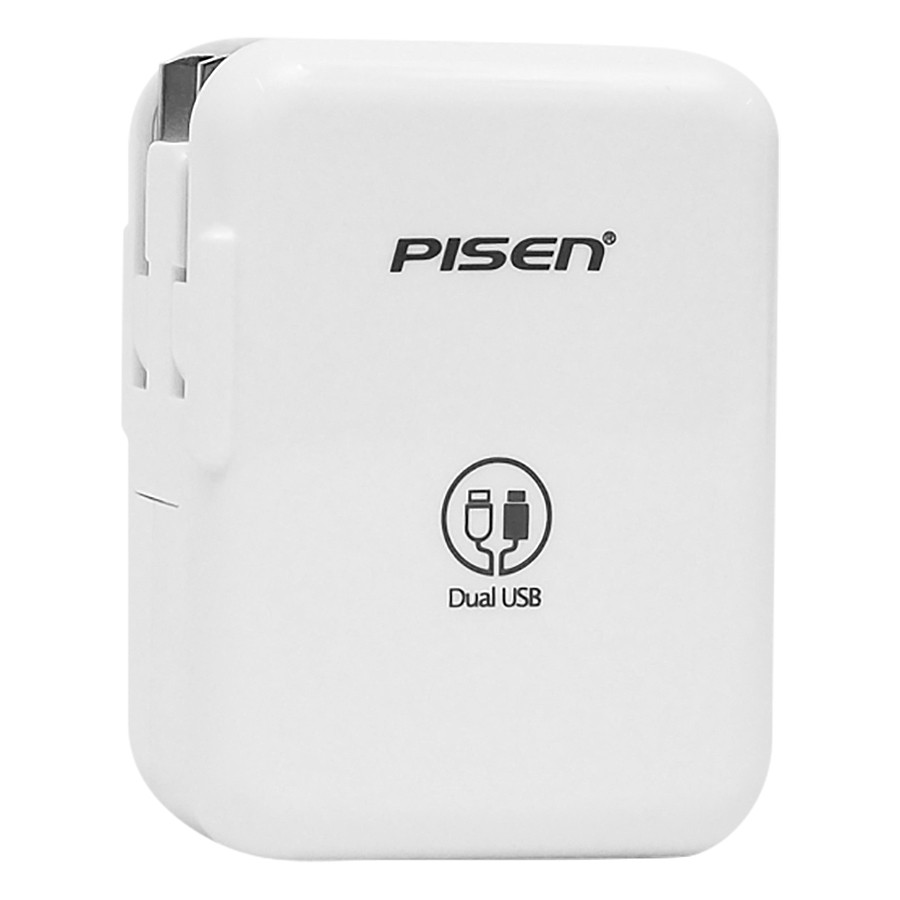 Adapter Sạc Pisen PowerPort 2 Dual USB iPad Charger 1A/2.4A - Trắng - Hàng Chính Hãng - Bảo hành 12 tháng