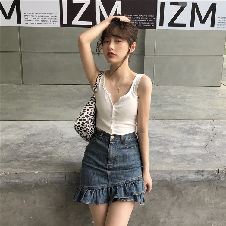 croptop hở rốn bó sát Âu Mỹ địu nhỏ đơn cổ chữ V