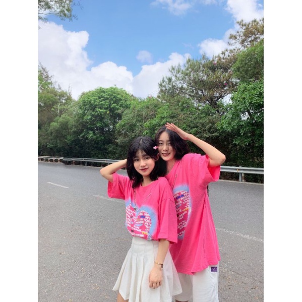 Áo Thun Nữ 100% Cotton Form Rộng Ulzzang Hoạt Tiết Trái Tim