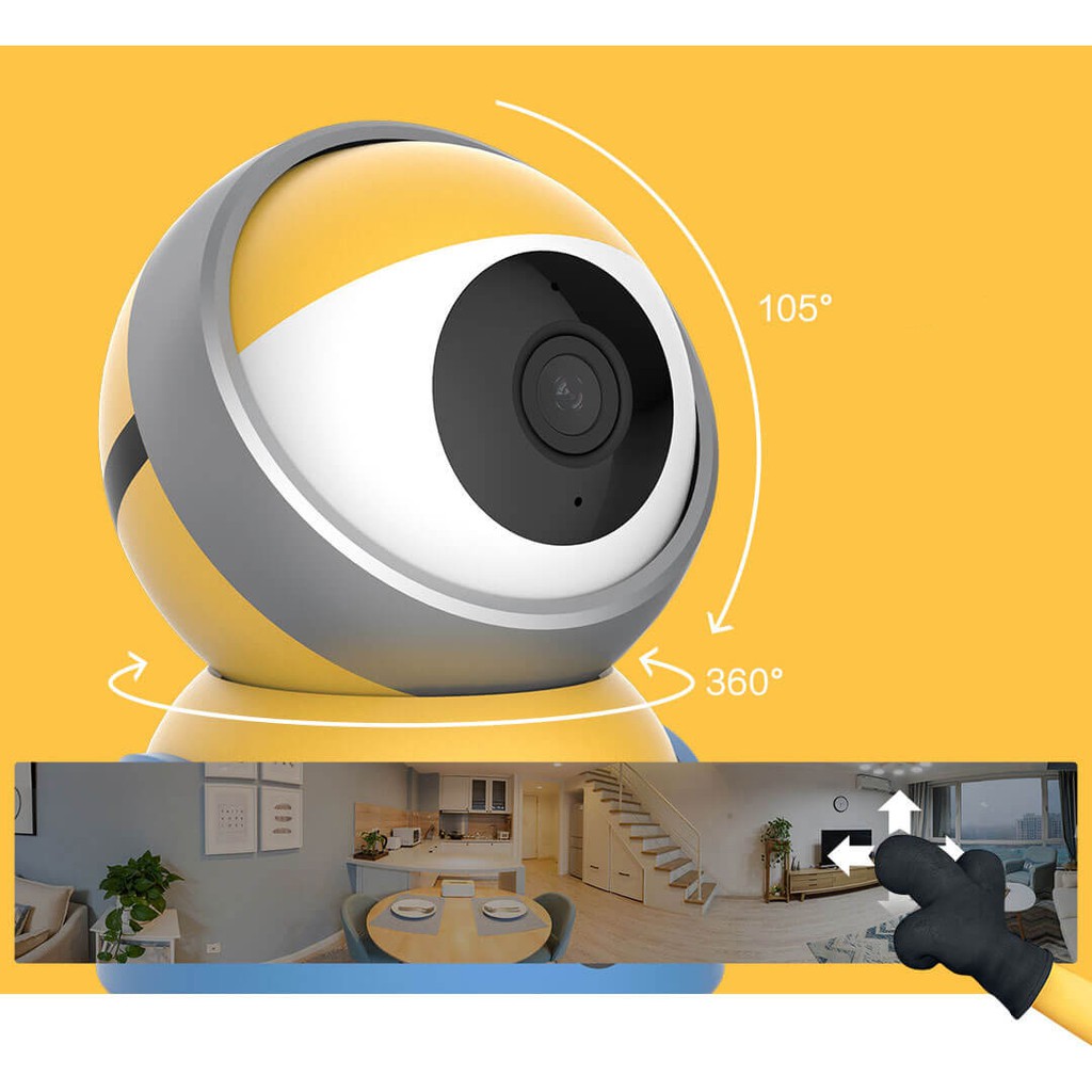 Minions A1 Camera thông minh Xiaomi camera giám sát 1296P 2K HD WiFi Xoay 360 độ góc 110 Video webcam | BigBuy360 - bigbuy360.vn