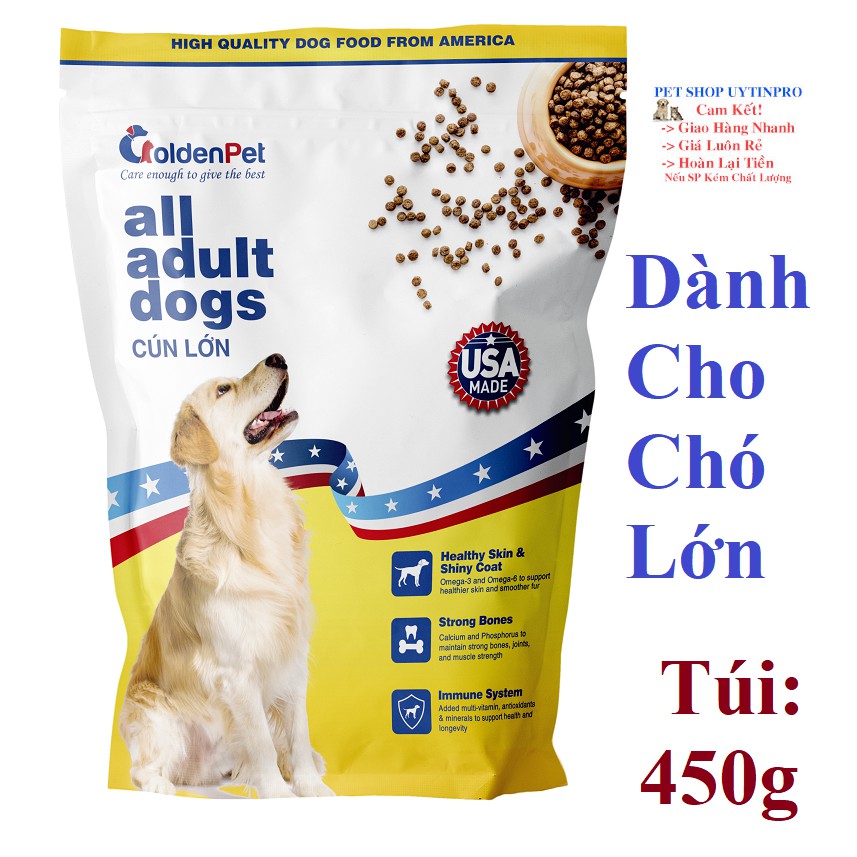 THỨC ĂN HẠT CHO CHÓ LỚN GoldenPet all adull dogs Túi 450g Xuất xứ USA (Mỹ)