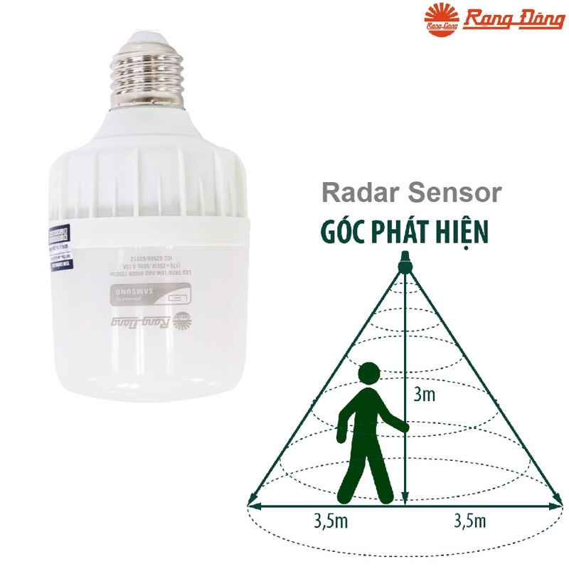 Bóng đèn led trụ cảm biến 15w Rạng Đông TR70 RAD