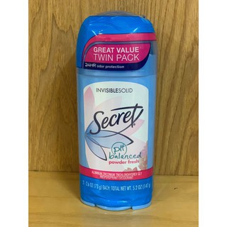 Lăn khử mùi Secret PH Balanced Powder Fresh Invisible Solid 73g - USA