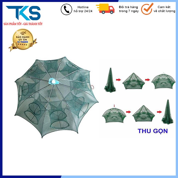 Lưới bắt cá bát quái 8 lỗ, lồng bát quái bắt cá, tôm, cua, trạch