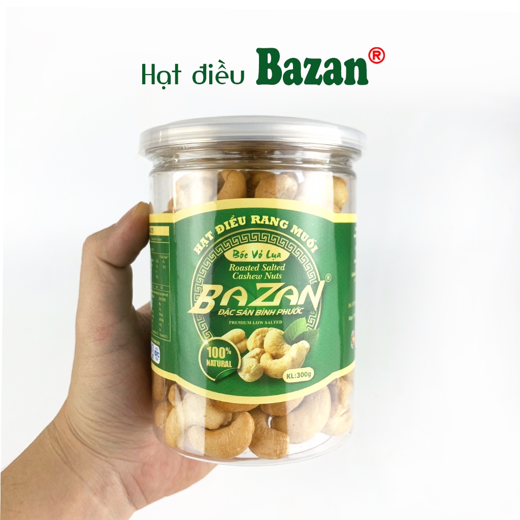 Hạt điều rang muối Bazan Bình Phước nguyên hạt dinh dưỡng A+ loại 1 hộp 300g nắp bật sạch vỏ lụa | WebRaoVat - webraovat.net.vn