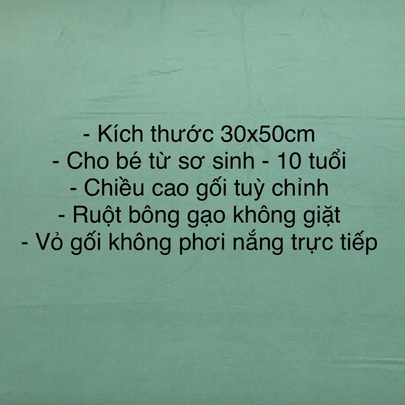 Gối trẻ em và vỏ gối chất liệu bông gạo tự nhiên 100% cực kỳ thoáng mát,