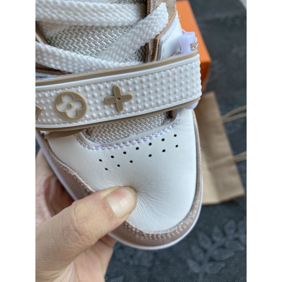 | Freeship - ẢNH THẬT | Giày Thể Thao LV Trainer màu hồng nhạt bản cao cấp  full phụ kiện