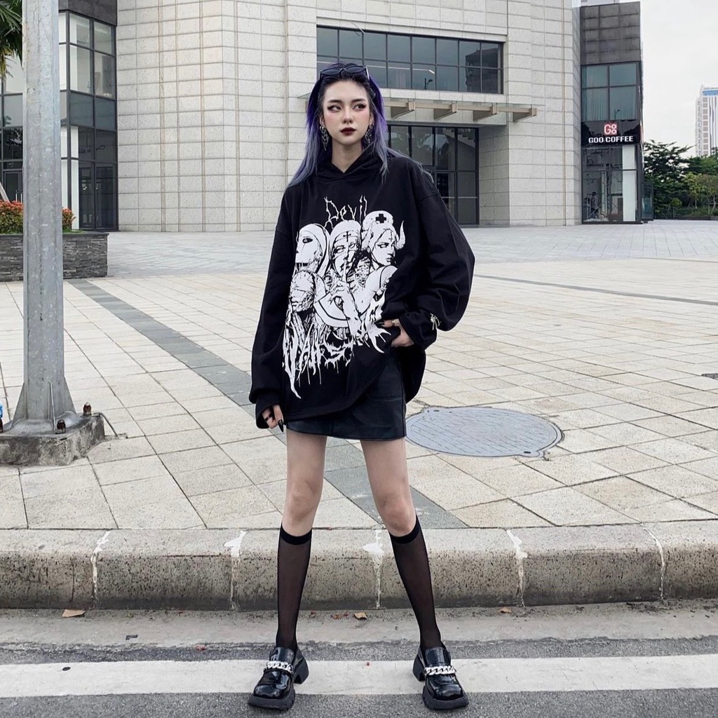 Áo Khoác Nỉ Hoodie DEVIL đen cool ngầu form rộng Mới nhất 2022 GU22VN