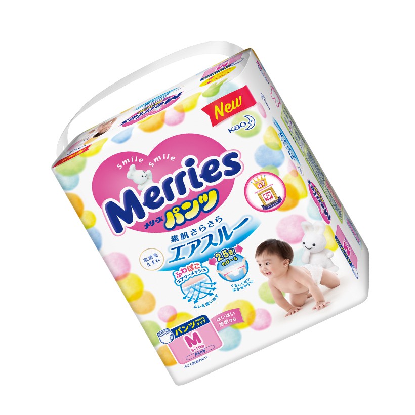 Tã/bỉm quần Merries size M - 58 miếng (Cho bé 6 - 11kg)