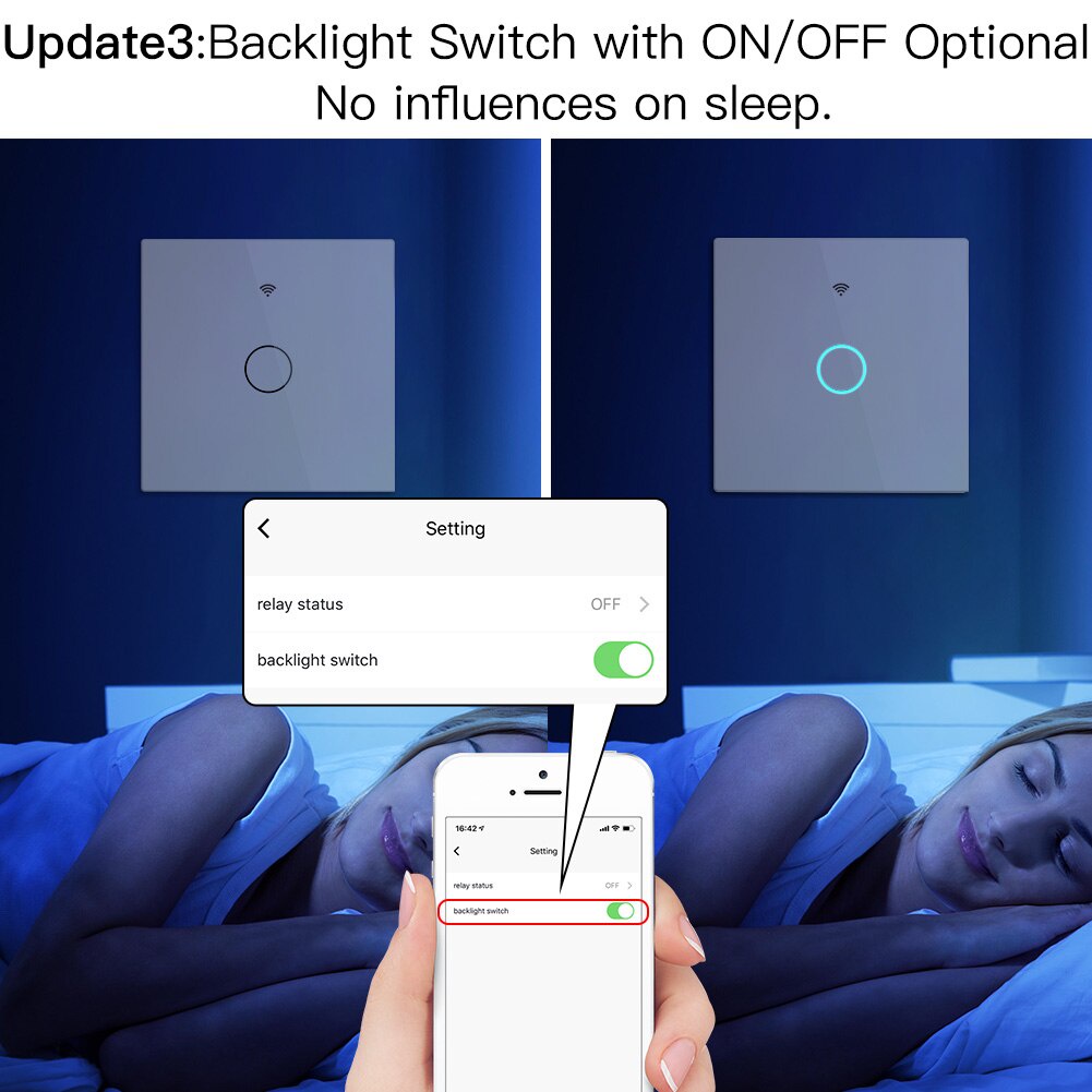 Công tắc đèn không dây thông minh MOES WiFi + RF 1/2/3 Gang RF/APP/hẹn giờ điều khiển tương thích với Alexa/Google Home