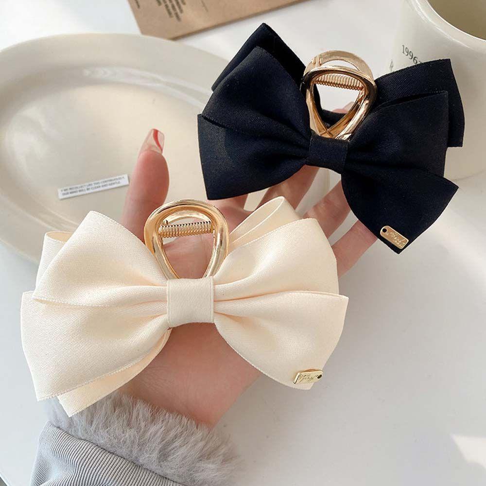 Kẹp Tóc Hình Nơ Màu Trắng Đen Thời Trang Cho Nữ