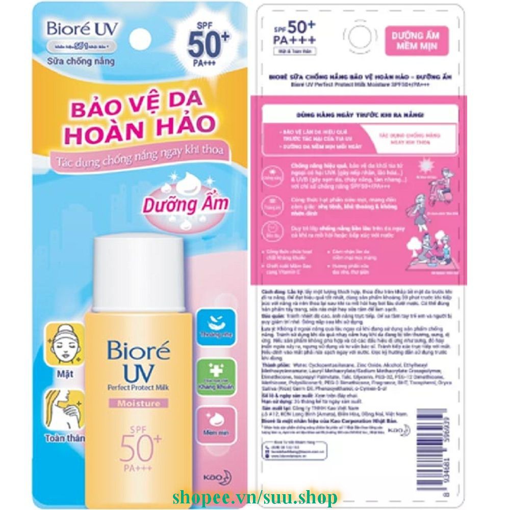 Sữa Chống Nắng Dưỡng Ẩm 25ml Biore Moistureuv SPF50+/PA+++ Bảo Vệ Da Hoàn Hảo, suu.shop Cam Kết 100% Chính Hãng. | BigBuy360 - bigbuy360.vn