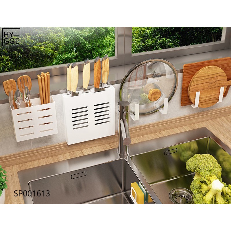 Giá Treo Nắp Vung Nồi Xoong Thớt, Treo Chảo, Thớt Kim Loại Sơn Tĩnh Điện Dán Tường Không Khoan Đục