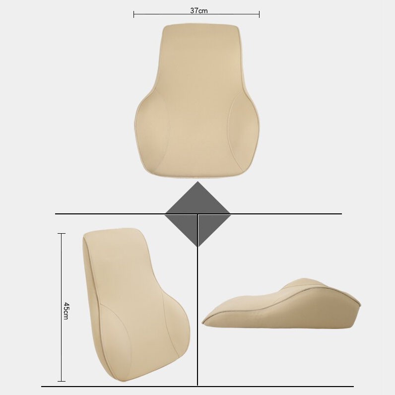 Gối Dựa Lưng Tựa Cổ Ô Tô Xe Hơi Cao Su Non Bọc Da PU Cao Cấp Thoáng Khí Chống Đau Lưng