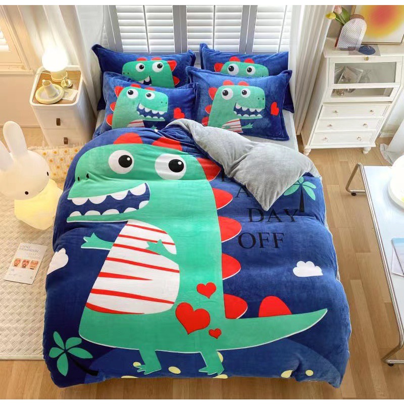 Bộ chăn ga gối nỉ nhung họa tiết 3D ngộ nghĩnh dễ thương, chất liệu nỉ nhung siêu mềm mại an toàn cho bé - Home Decor