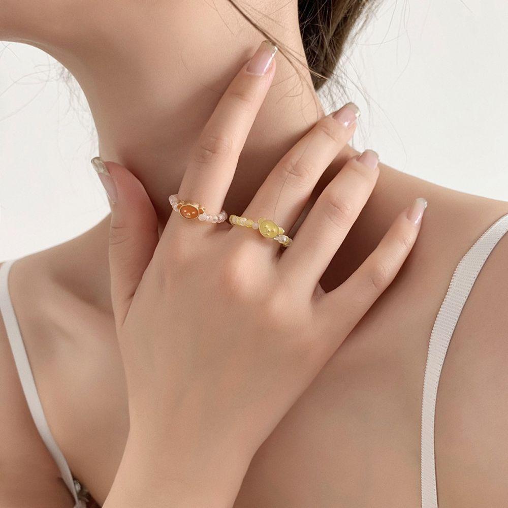 Nhẫn Acrylic Co Giãn Màu Kẹo Ngọt Phong Cách Bohemian Dễ Thương Thời Trang Cho Nữ WMES15H