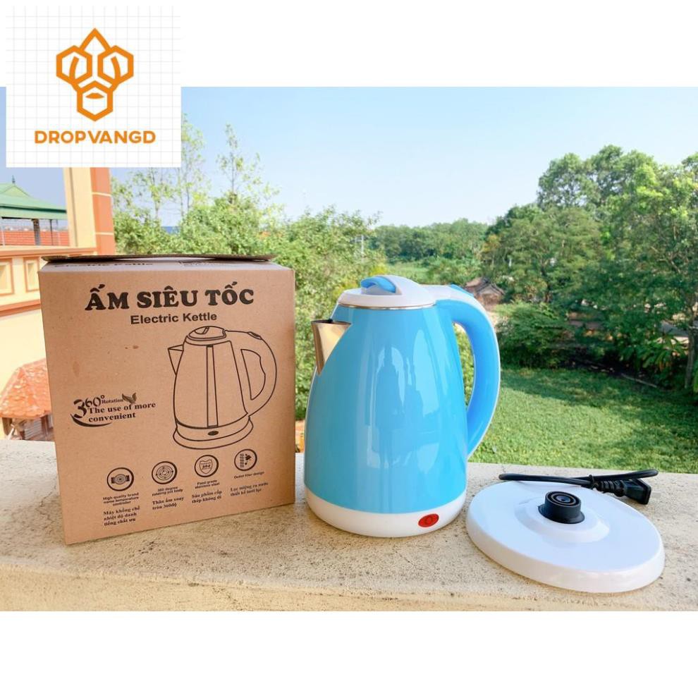 Ấm Siêu Tốc Đun Nước Electric Kettle  Dung Tích 1.8 Lít Loại 2 Lớp Màu, Bảo Hành 6 Tháng Lỗi Đổi Mới - AQ