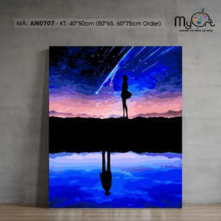 Tranh tô màu theo số AN0707 Tranh sơn dầu số hóa tự tô Anime phim Your name