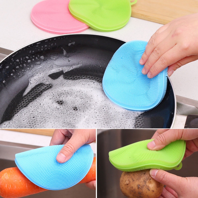 Bàn Chải Silicone Rửa Chén Hai Mặt Thông Dụng Cho Nhà Bếp