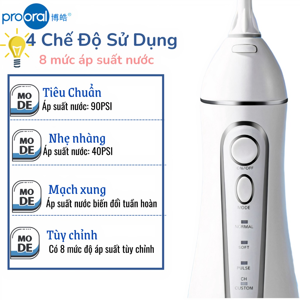 Máy Tăm Nước Prooral 5025 (nâng cấp của Prooral 5002) chính hãng, cam kết bảo hành, thời gian bảo hành không quá 7 ngày