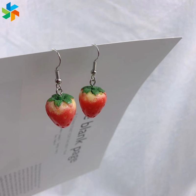 Khuyên tai mặt hình quả dâu tây bằng acrylic đơn giản thời trang cho nữ