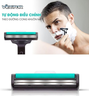 COMBO Dao cạo râu Gillette Vector Cán 1s + Lưỡi 4s siêu tiết kiệm