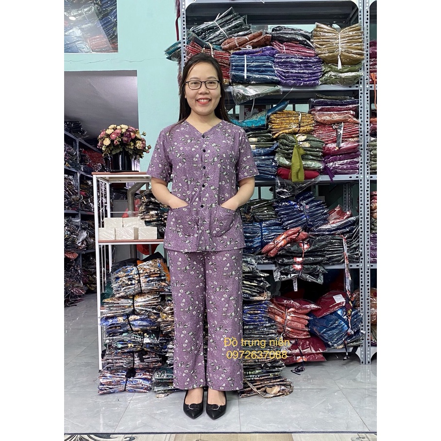 Đồ Bộ Áo Bà Ba Dành Cho Người già Chất Thun Lạnh Cộc Tay