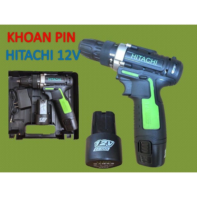 Máy khoan dùng pin Hitachi 12v 2 pin [Shop Yêu Thích]