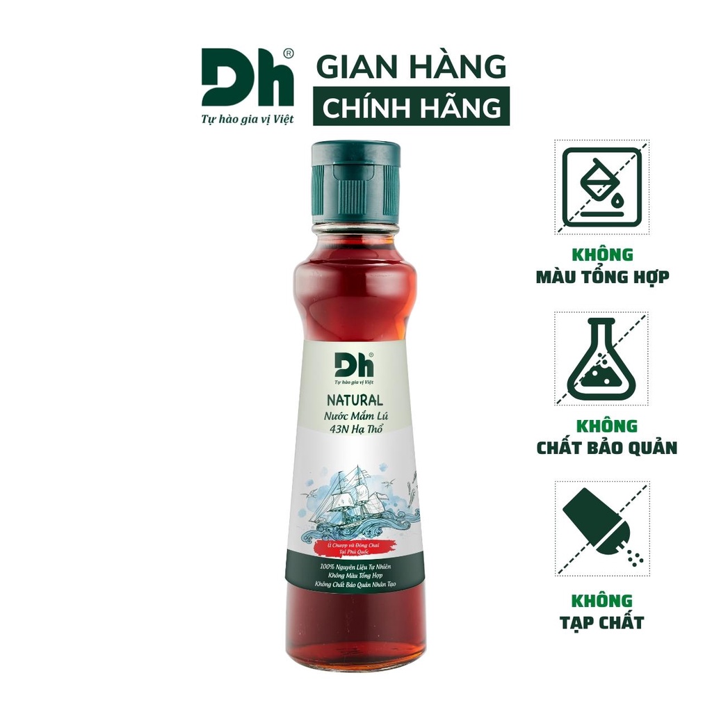 Nước mắm lú 43N hạ thổ nguyên chất Natural Dh Foods dùng làm nước chấm, chế biến món ăn chai 180ml