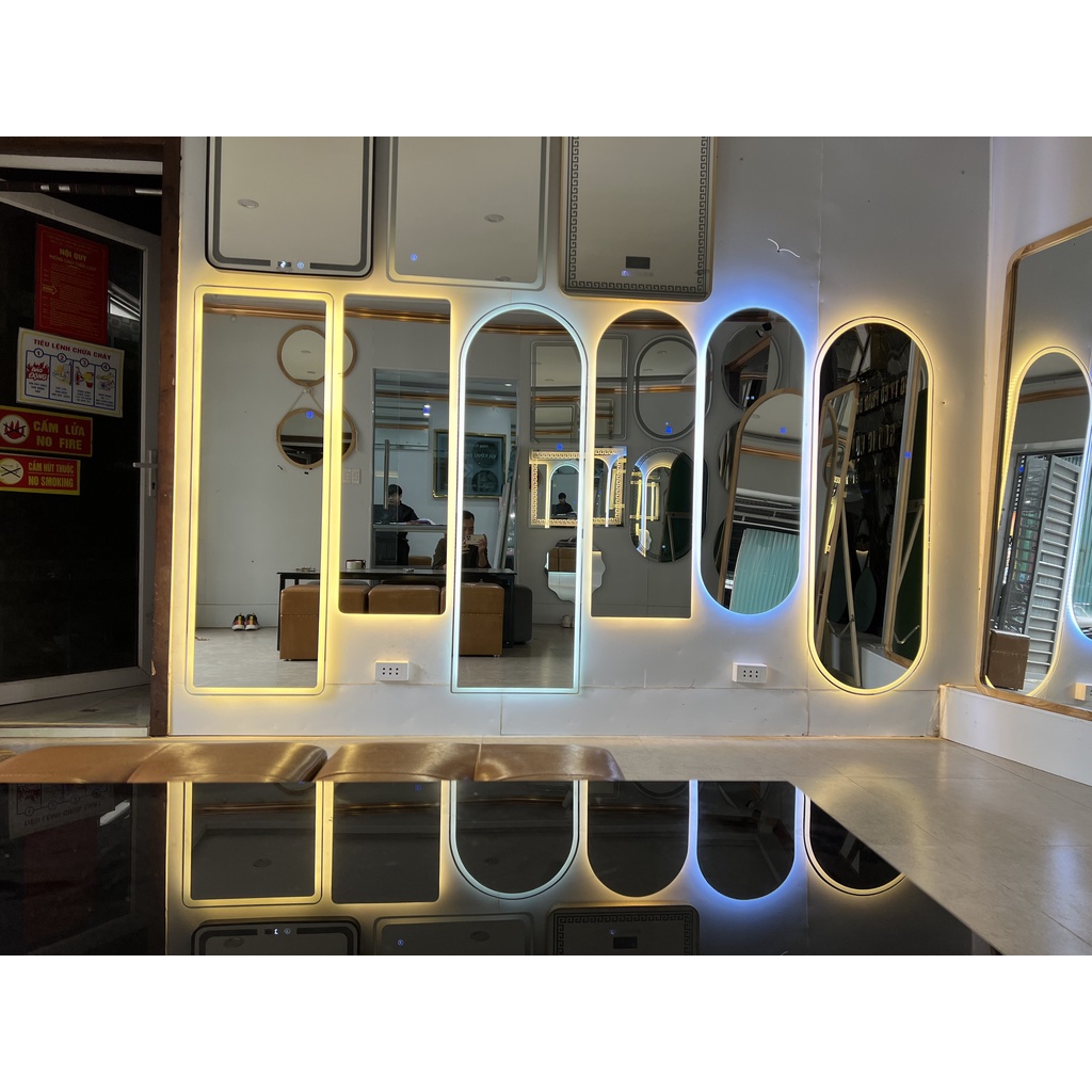 Gương led toàn thân hình oval treo tường tính năng led 3 màu cách viền kích thước 50x160cm BTIÊU CHUẨN MIRRORTOCTOC