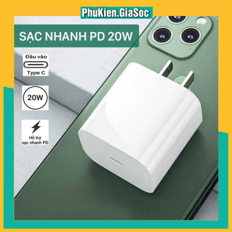 Cốc Sạc Nhanh PD 20W Dành Cho iPhone - Chính Hãng - Hỗ Trợ Sạc Nhanh Cho Ios Android