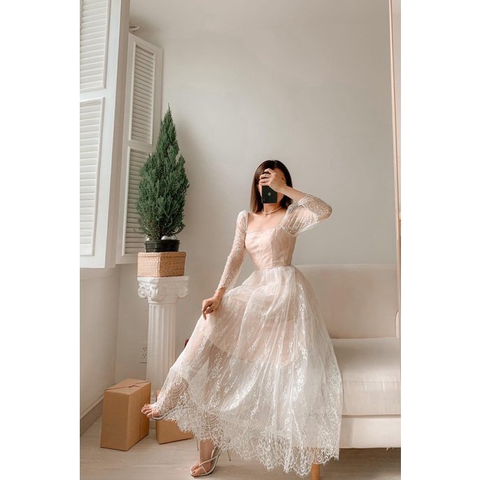 ĐẦM REN CÔNG CHÚA DÁNG DÀI HÀNG TIẾT KẾ SIU XINH PU