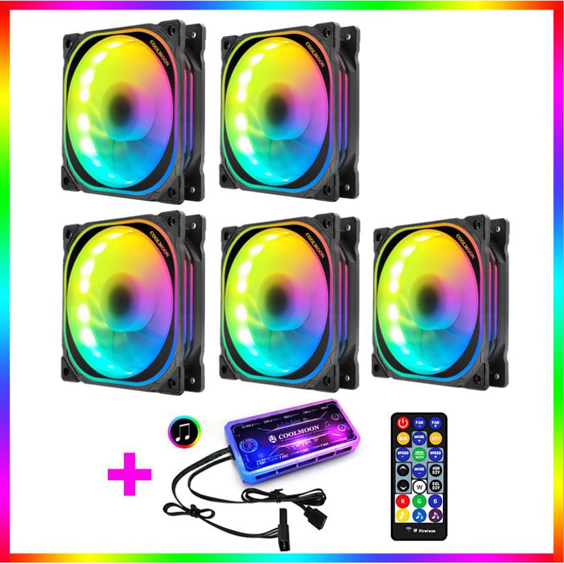 [Mã ELMS5 giảm 7% đơn 300k] Bộ 5 Quạt Tản Nhiệt, Fan Case Led RGB Coolmoon U1 - Kèm Bộ Hub Sync Main, Đổi Màu Theo Nhạc