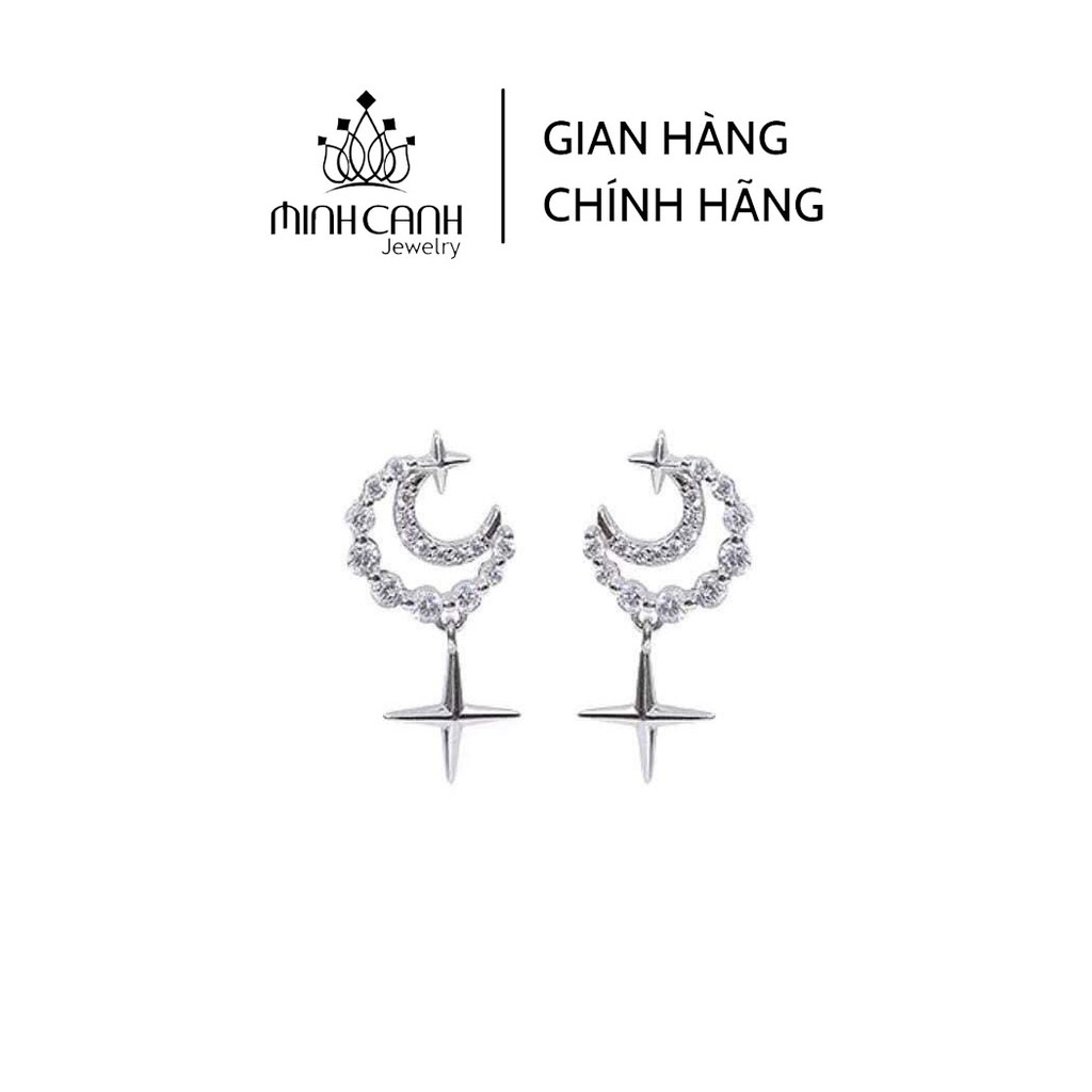 Bông Tai Bạc Trăng Khuyết Đính Đá - Minh Canh Jewelry