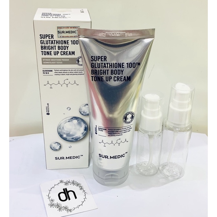 Kem Dưỡng Thể Trắng Da Nâng Tông Sur.Medic+ Super Glutathione 100TM Bright Body Tone Up Cream