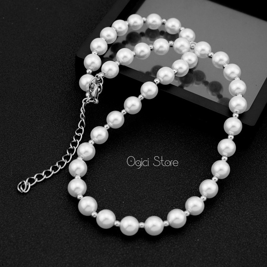Dây chuyền nam nữ thời trang, Vòng cổ ngọc trai trơn xu hướng âu mỹ phong cách nhẹ nhàng sang trọng, Unisex