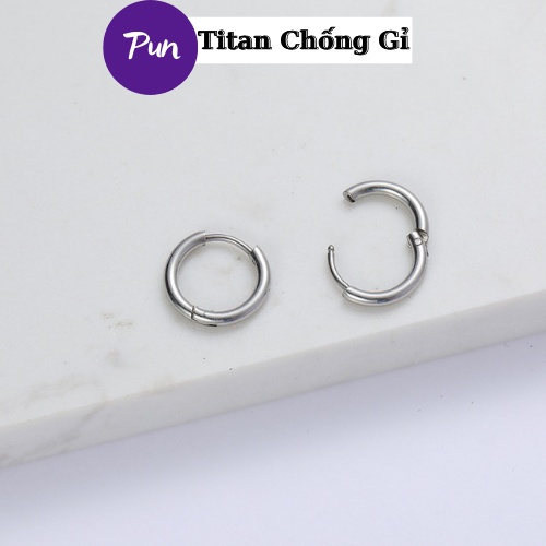 Khuyên tai nam G-dragon cực chất  Punstore màu bạc đen đơn giản cao cấp cá tính - HT tròn