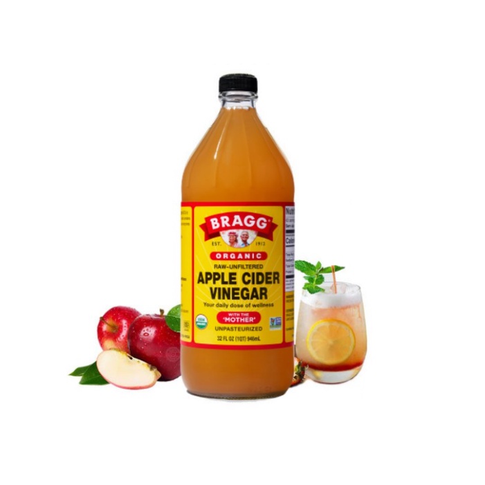 [ Chính hãng Mỹ ] Giấm táo hữu cơ chứa giấm cái hiệu Bragg Organic Apple Cider Vinegar -  473ml