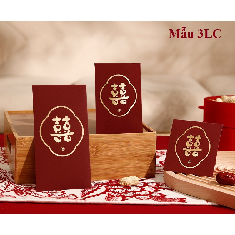 {10 cái} Bao lì xì chữ Hỷ dùng trong bưng quả đám cưới