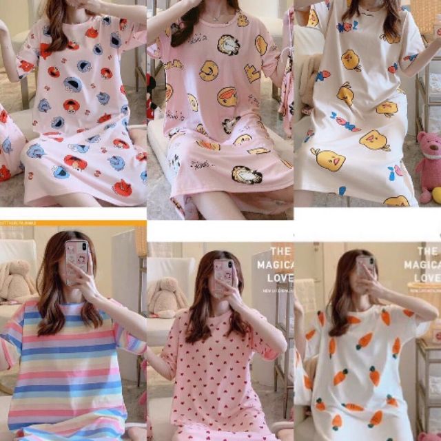 Đầm ngủ free size họa tiết siêu mát