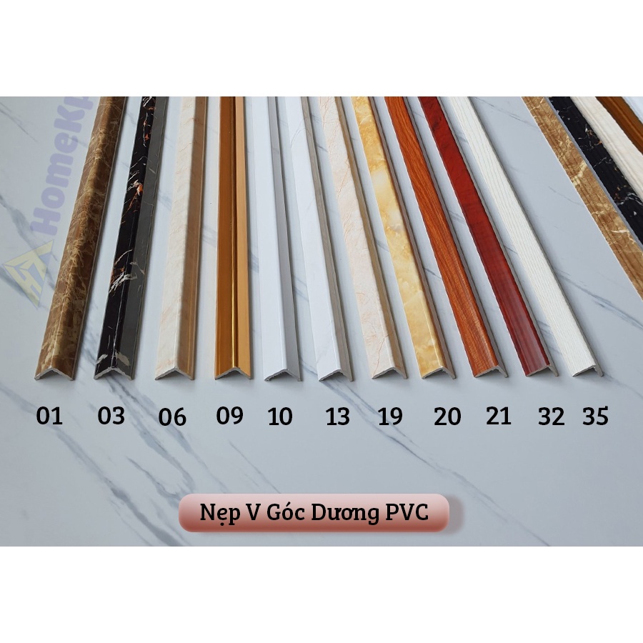 Nẹp V góc dương, nhựa PVC dùng để trang trí, bảo vệ góc tường có họa tiết giả đá/giả gỗ